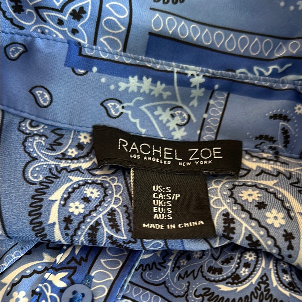 Rachel Zoe stretch paisley bandana kerchief print long sleeve blouse S - Picture 5 of 6